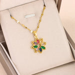 Load image into Gallery viewer, New In Fashion 7 Colors Zircon Crystal Flower Pendant Necklaces For Women Trendy Female Stainless Steel Chain Ladies Accessories  Amaijoin
