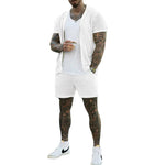 Load image into Gallery viewer, Sexy See Through Hollow Out Mesh Knit Two Piece Suits Men Summer Fashion Short Sleeve Shirts And Shorts Sets Mens Outfits Beach  Amaijoin
