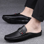 Load image into Gallery viewer, Man New Fashion First Layer Cowhide Casual Half Shoes Male Backless Loafer Half Footwear Hombre Open Back Leather Comfy Mocassin  Amaijoin
