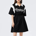 Carregue a imagem no visualizador da Galeria, Semir Dress Women&#39;s Letter Contrast Loose Short Dress 2023 Summer New Retro Waist Polo Dress  Amaijoin
