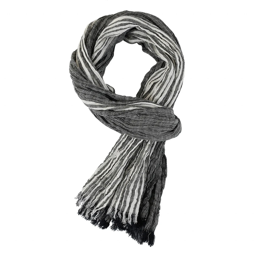 Designer Fashion Men Scarf Striped Cotton Linen Men Scarves Autumn Winter Warm Pashmina Male Brand Shawl Tassel Bufandas  Amaijoin