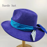 Load image into Gallery viewer, Hand-painted Fedora Hat Men&#39;s and Women&#39;s Hat Panama Spring Autumn Fashion with Wrapped Feather Wool Fedora Hat Big Brim  Amaijoin
