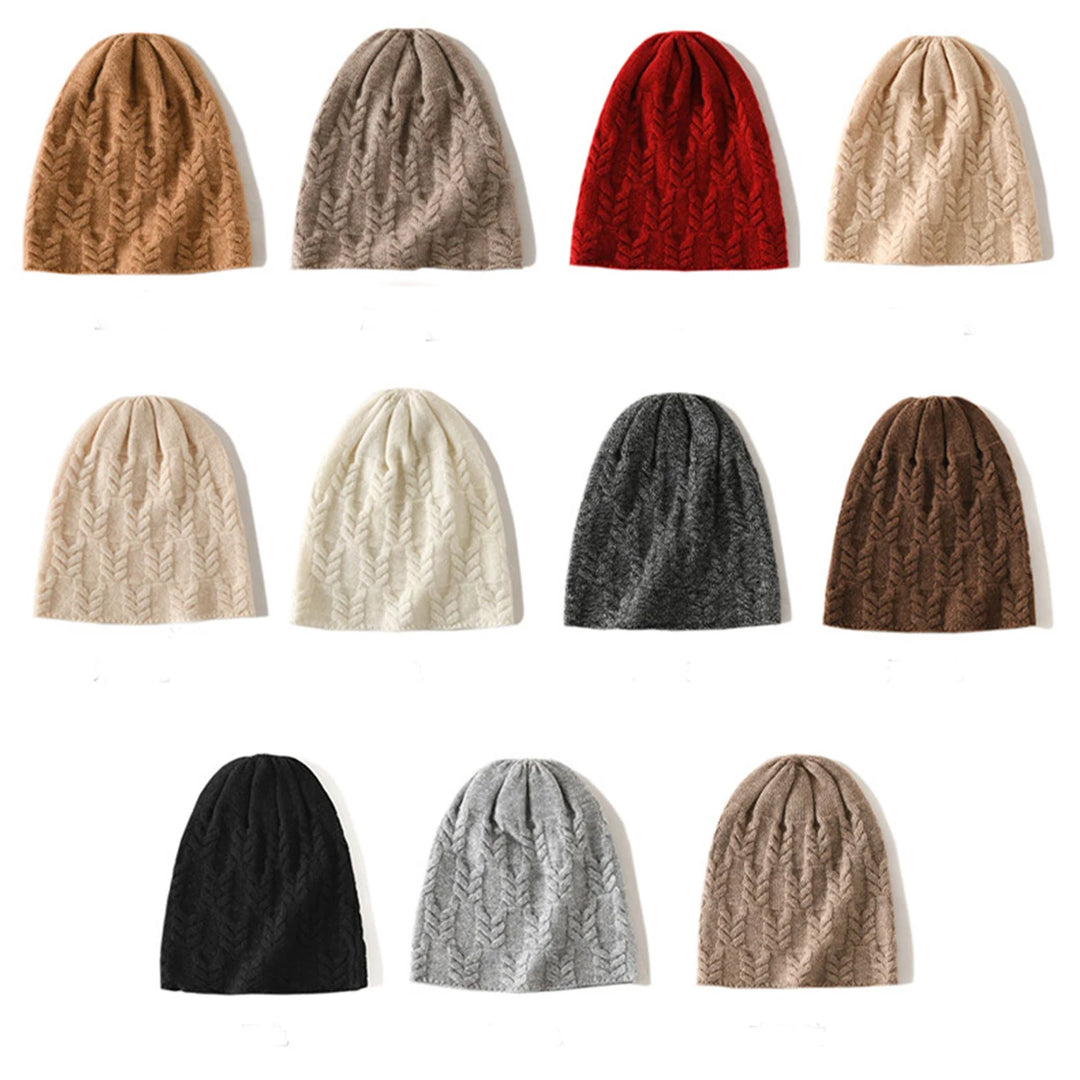 100% Goat Cashmere Knitted Beanies for Women Winter Warm Soft Skullies Hat For Girl Gorros Autumn y2k Fashion Korea Bonnet Cap  Amaijoin