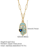 Load image into Gallery viewer, Boho Heart Evil Blue Eye Necklace for Women Collares Cute Sun Butterfly Gold Color Pendant Long Stainless Steel Chains Choker  Amaijoin
