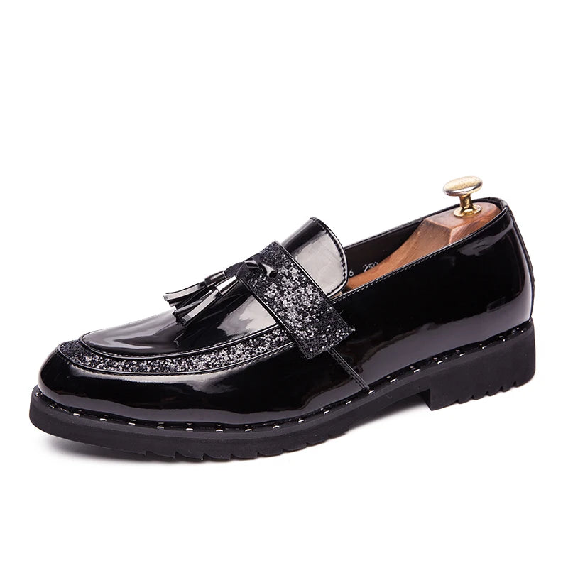 2022 New Fashion Mens Sequined Tassel Shoes Handmade Retro Comfortable Soft Non-slip Loafers Male Casual Leather Shoes 38-44  Amaijoin