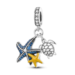 Carregue a imagem no visualizador da Galeria, Octopus Dolphin Crab Starfish Turtle Shell Ocean Mermaid Scallops Anchor cruise ship Charms 925 Silver For Original Jewelry Gift  Amaijoin
