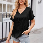 Load image into Gallery viewer, Summer V-Neck Short Sleeve T-shirt Leopard Print Smooth Satin Pullover Blouse Women Casual Tops Streetwear  Amaijoin
