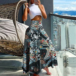 Load image into Gallery viewer, Summer Fashion High Waist Thin Printing Female Skirts Commute Elegant Elastic Waist Bohemia Holiday A-line Skirt Versatile Dress  Amaijoin
