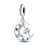 Carregue a imagem no visualizador da Galeria, Charms Plata De Ley 925 Evil Blue Eyes Silver Sun Star Elk Dinosaur Flower Charm of Original Fits Women Anniversary DIY Jewelry  Amaijoin
