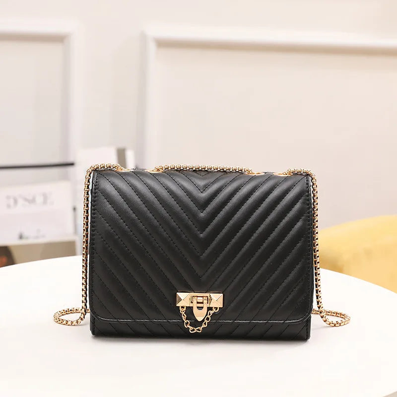 2023 trendy fashion high-end texture diamond pattern embroidered lock chain single shoulder women's bag casual crossbody bag  Amaijoin