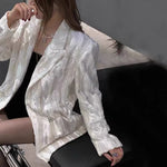 Load image into Gallery viewer, 2024 Fashion Velvet Blazers For Women Bright Silk Chic Love Diamond Button Suit Coat Ladies Spring Autumn Elegant Female Jacket  Amaijoin
