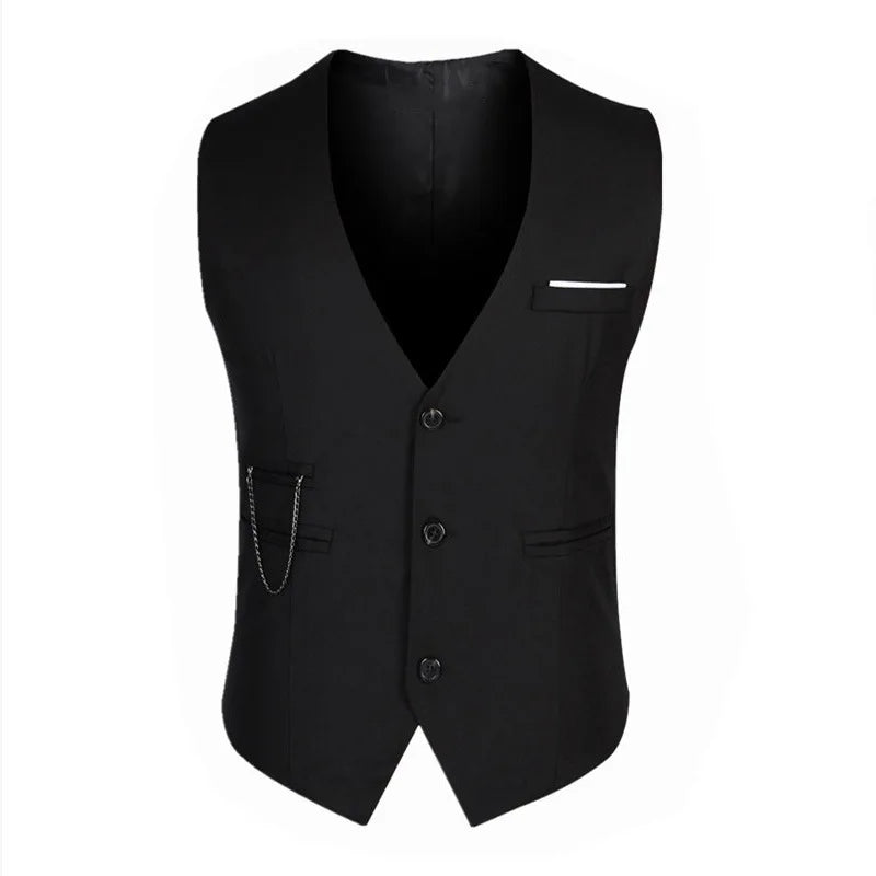 Formal Groom Wedding Suit Vests Male Coat Sleevels Slim Business Suit Waistcoat Solid color  Vests Jacket Men fashion Tops  Amaijoin