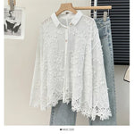 Load image into Gallery viewer, Embroidery Stereo Jacquard Gentle Blouses Single-breasted Lace Patchwork Age Reducing Blusas 2024 Spring Autumn New Chic Shirts  Amaijoin
