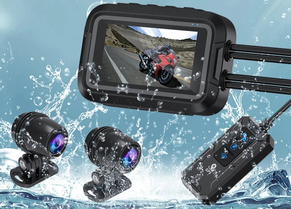 Dual 1080P Motorcycle DVR Full Body Waterproof Moto Camera WiFi GPS Dash Cam Front Rear Driving Video Recorder Black Box  Amaijoin