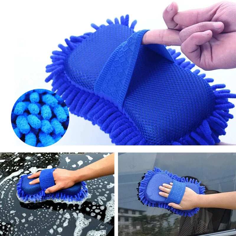 Car Chenille Premium Scratch-Free Microfiber Wash Mitt Waterproof Car Thick Cleaning Mitt Wax Detailing Brush Auto Care Glove  Amaijoin