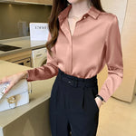 Load image into Gallery viewer, Silk Women&#39;s Shirt Long Sleeve Fashion Woman Blouses 2023 Satin Top Female Shirts and Blouse Basic Ladies Tops OL Women Clothing  Amaijoin
