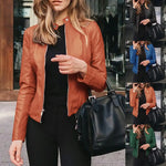 Load image into Gallery viewer, Fashion Women Outwear Jacket Suit Coat Autumn Winter Short Faux Leather Clothes  Amaijoin
