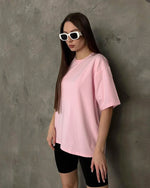 Carregue a imagem no visualizador da Galeria, Hirsionsan 100% Cotton T Shirt Women 2023 Summer New Oversized Solid Tees Casual Basic Loose Tshirt Chic O Neck Female Tops  Amaijoin
