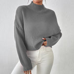 Load image into Gallery viewer, Women&#39;s Ribbed Knitted Sweater, Mock Neck Long Sleeve Pullover, Solid Color High Neck Drop Shoulder Jumper  Amaijoin
