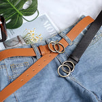 Load image into Gallery viewer, Double Ring Belts for Women Girls Fashion Leopard Waist Belt PU Metal Pin Buckle Belt Leisure Dress Jeans Wild Waistband  Amaijoin
