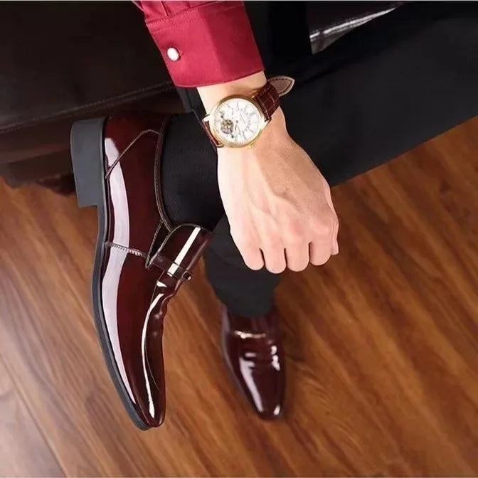 Luxury Business Oxford Leather Shoes Men Breathable Patent Leather Formal Shoes Plus Size Man Office Wedding Flats Male Black  Amaijoin