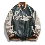 Load image into Gallery viewer, Letter Embroidery Leather Jacket Men Women Spring Motorcycle High Street Baseball Bomber Jacket Unisex Loose Varsity Coat Couple  Amaijoin
