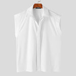 Load image into Gallery viewer, INCERUN Men Shirt Solid Color Lapel Sleeveless Korean Style Fashion Men Clothing Streetwear Summer 2024 Casual Male Shirts S-5XL  Amaijoin
