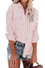 Load image into Gallery viewer, Women&#39;s Spring/Summer 2024 New Striped Single Breasted Long Sleeve Shirt Women Elegant and Youth Woman Stylish Blouse  Amaijoin
