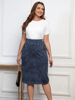 Load image into Gallery viewer, LIH HUA Women&#39;s Plus Size Denim Skirt Spring Chic Elegant Skirt For Chubby Women&#39;s Knitting Cotton Skirt  Amaijoin
