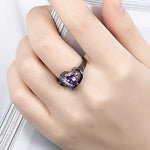 Load image into Gallery viewer, Romantic 18K Black Gold Plated Promise Band Ring Wedding Purple Heart Cubic Zirconia Rings for Women  Amaijoin
