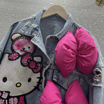 Load image into Gallery viewer, MINISO Hello Kitty Cartoon Denim Jacket Women Spring Autumn Sanrio Anime 2024 New Fashionable Coat  Amaijoin
