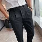 Load image into Gallery viewer, High-quality Belt Design Slim Fit Suit Pants Men Slim Fit Casual Trousers Solid Color Business Dress Pants Wedding Party Costume  Amaijoin
