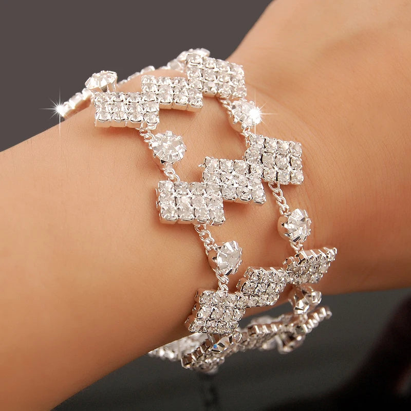 New Fashion Charm Bracelets 925 Silver AAAAA Zircon Crystal Women Bracelet Wedding Engagement Luxury Jewelry  Amaijoin