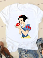 Load image into Gallery viewer, Women&#39;s T-shirt Short Sleeve Cartoon Graphic Casual Tee Clothes College 90s Style Interconnection Princess Fashion Female  Amaijoin
