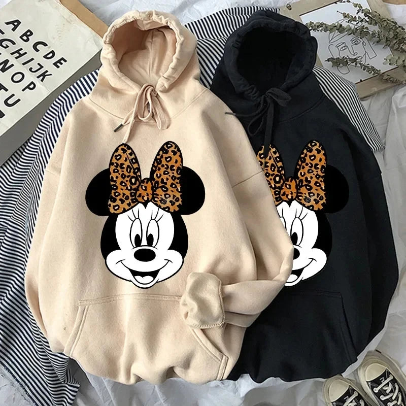 Disney Mickey Mouse Printed Hoodie Minnie Pattern Women's Sweatshirt Loose Long Sleeve Pullover Y2K Autumn Fleece Men's Hoodie  Amaijoin