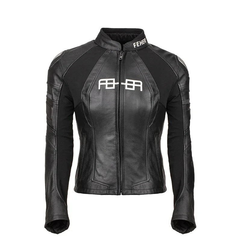 NVIU Motorcycle Leather Jacket For Women Waterproof Motorbike Riding Jacket Wear-resistant Racing Jacket EVA Protection  Amaijoin