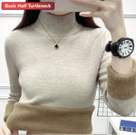 Load image into Gallery viewer, Turtleneck Winter Sweater Women Elegant Thicken Velvet Lined Warm Sueter Knitted Pullover Slim Tops Jersey Knitwear Jumper New  Amaijoin
