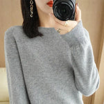 Load image into Gallery viewer, Warm Sweater for Women Wool Soft O-neck Pullover Autumn Winter Casual Knit Top Solid Color Regular Female Knitwear Woolen Woman  Amaijoin
