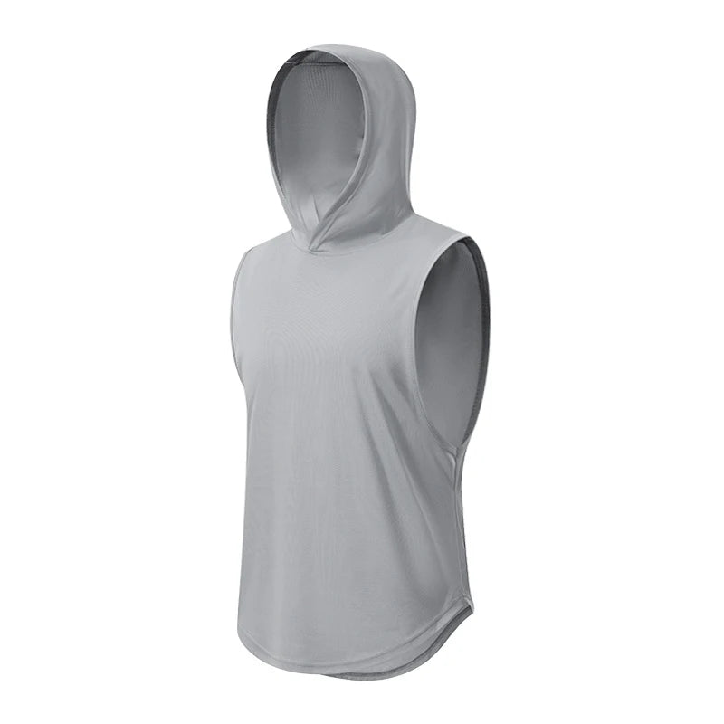 Plain Fitness Hooded Tank Top Mens Summer Solid Muslce Shirt Hoodies Cotton Blank Bodybuilding Sleeveless Vest Workout Singlets  Amaijoin