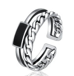 Load image into Gallery viewer, Retro Braided Chain Ring Men Jewelry Fashion Personality Open Ring S925 Double Layer Black Glue Twists Index Finger Accessories  Amaijoin
