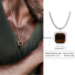 Load image into Gallery viewer, Men Pendant Necklce Geometric,Tiger&#39;s Eye Stone Necklace Lapis Lazuli Stone Pendant, Mens Necklace Royal Pendant Mens Necklace  Amaijoin
