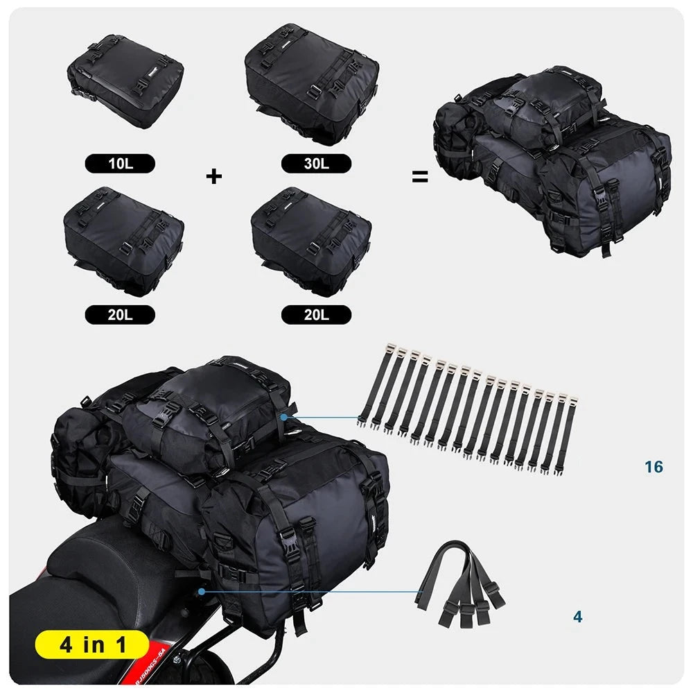 Rhinowalk Motorcycle Motocross Rear Seat Bag 10L 20L 30L Waterproof Luggage Pack Multi-Function 4 IN 1 Bumper Modification Bale  Amaijoin